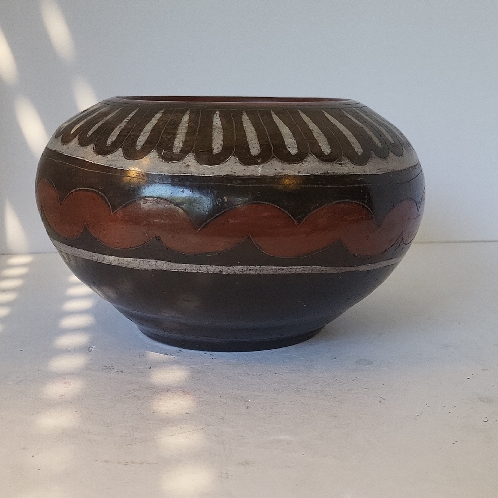 Vintage Handcrafted Native American Polychrome Pottery Vase